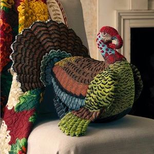 NWT John Derian Beaded Turkey Pillow. Pillow in hand. Fast Shipping!
